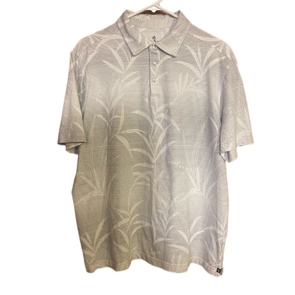 Nat Nast Luxury Originals Gray Tropical Vacation Men’s Casual Polo Shirt Sz L